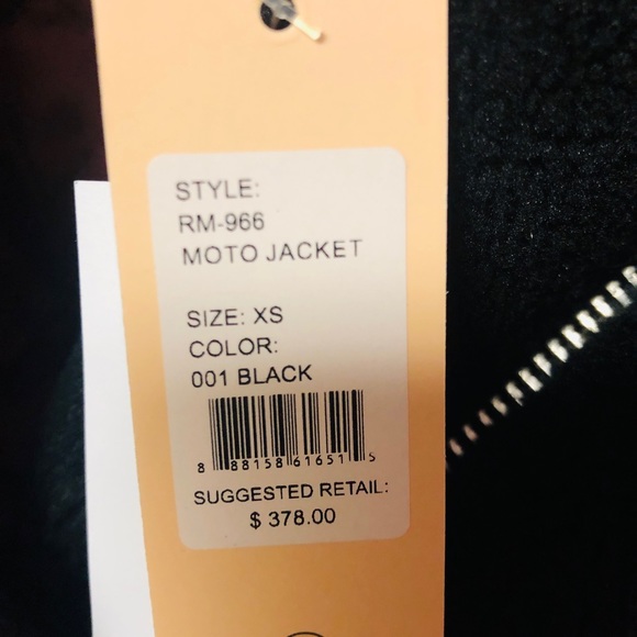 New Rebecca Minkoff Black Henderson Faux Fur Fleece Moto Jacket Coat Size XS - Picture 10 of 10